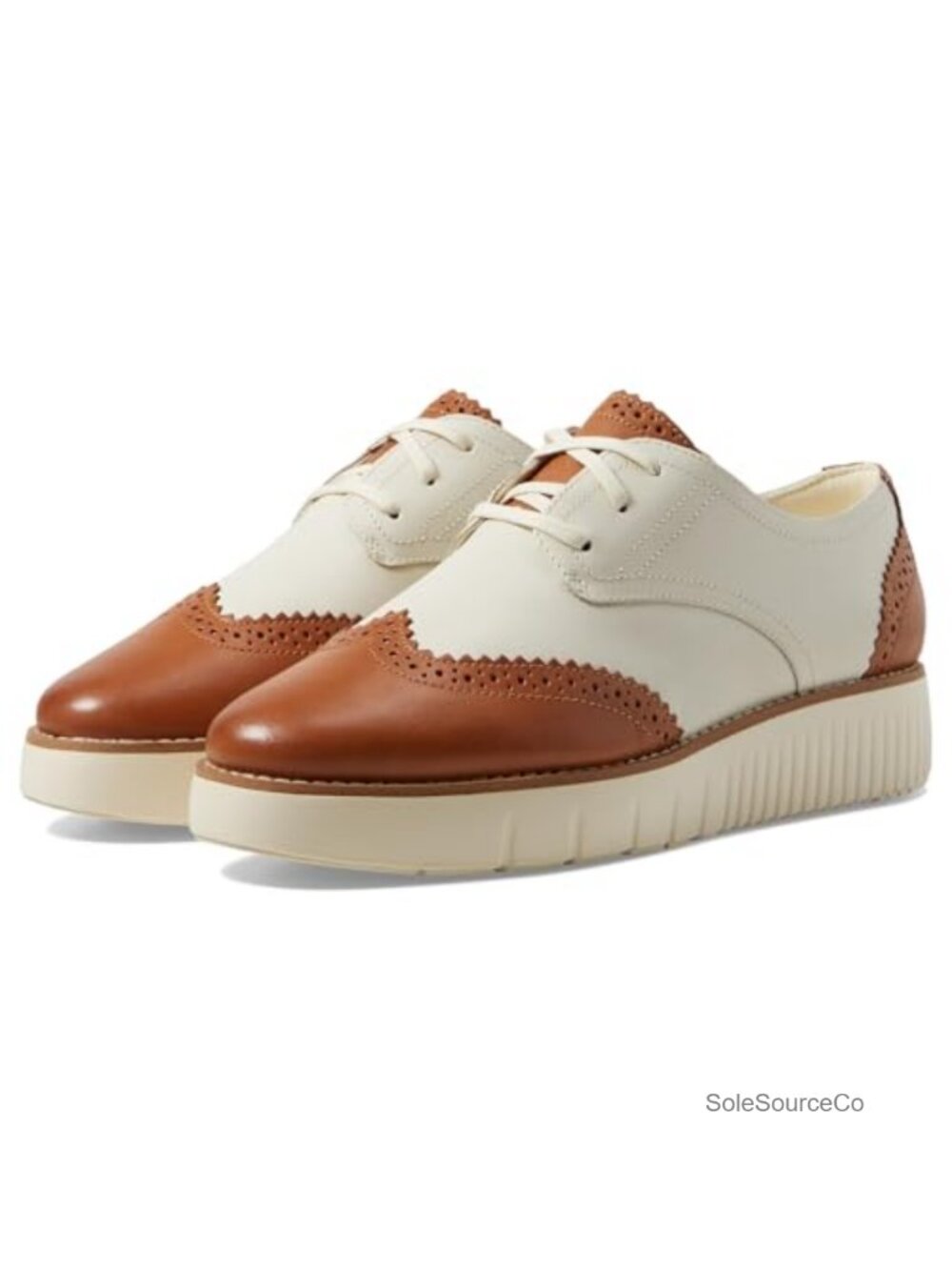 Crafted Leather Wingtip Oxford Platform Business Casual Shoes
